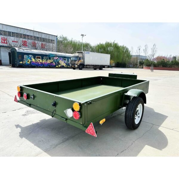 Custom Army Green Single Axle Fence Trailer - Image 2