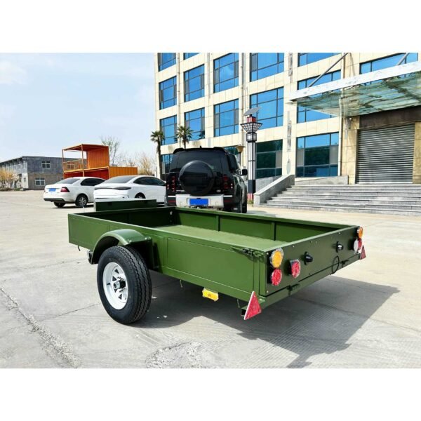 Custom Army Green Single Axle Fence Trailer - Image 4