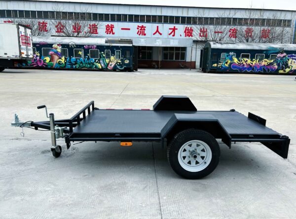 Single Axle Black Flatbed Trailer - Image 2